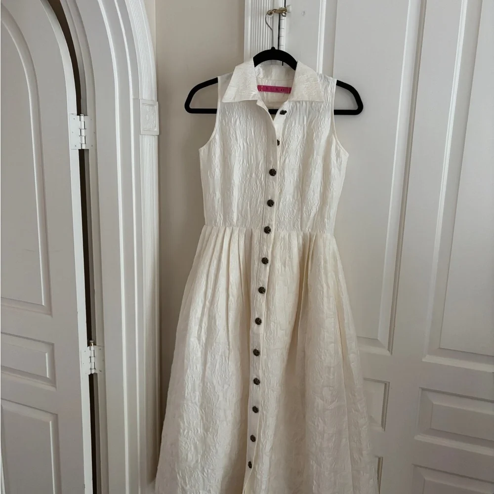 Elegant White BURU Pink Label Sleeveless Button-Down Dress - Picture 1 of 7